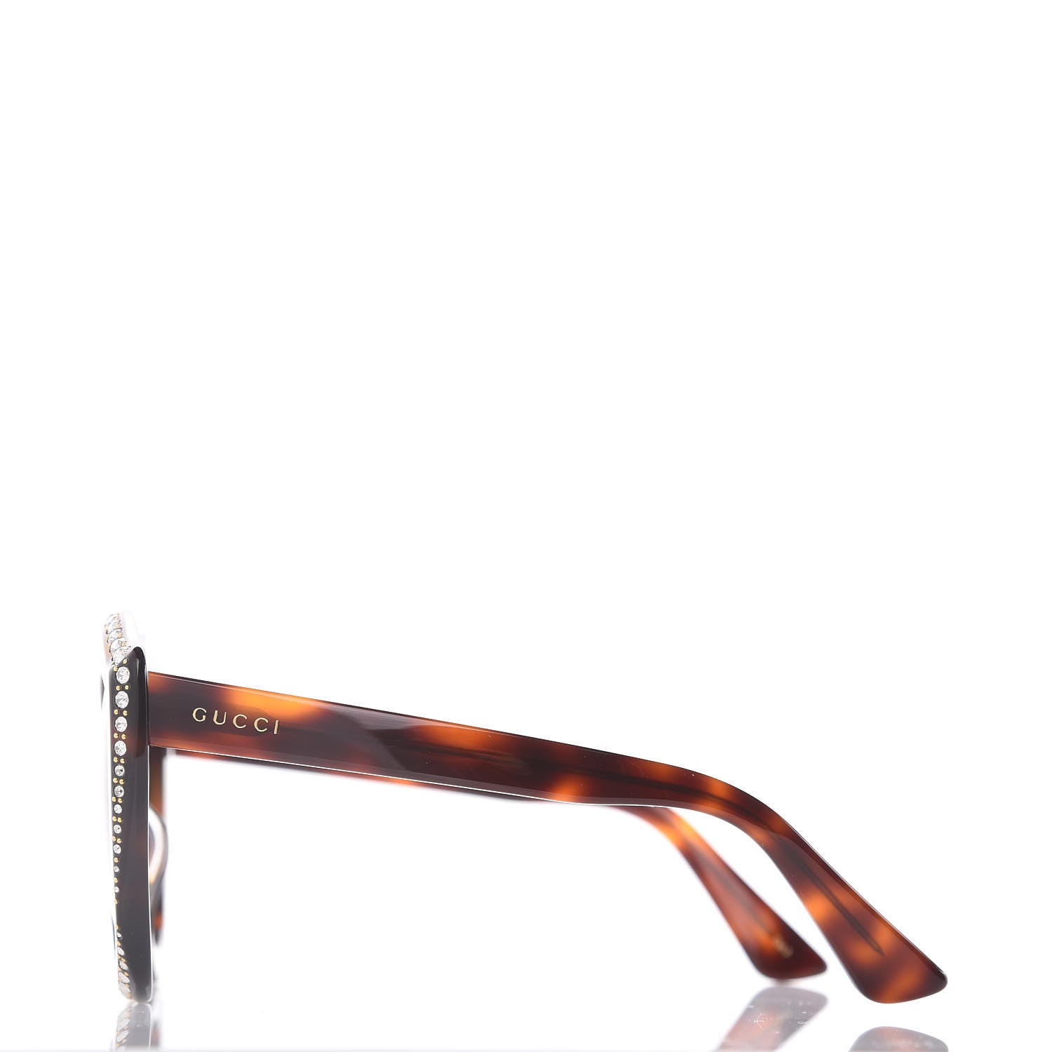 Gucci Crystal Cat Eye GG0118S Sunglasses Havana Brown 2 of 7
