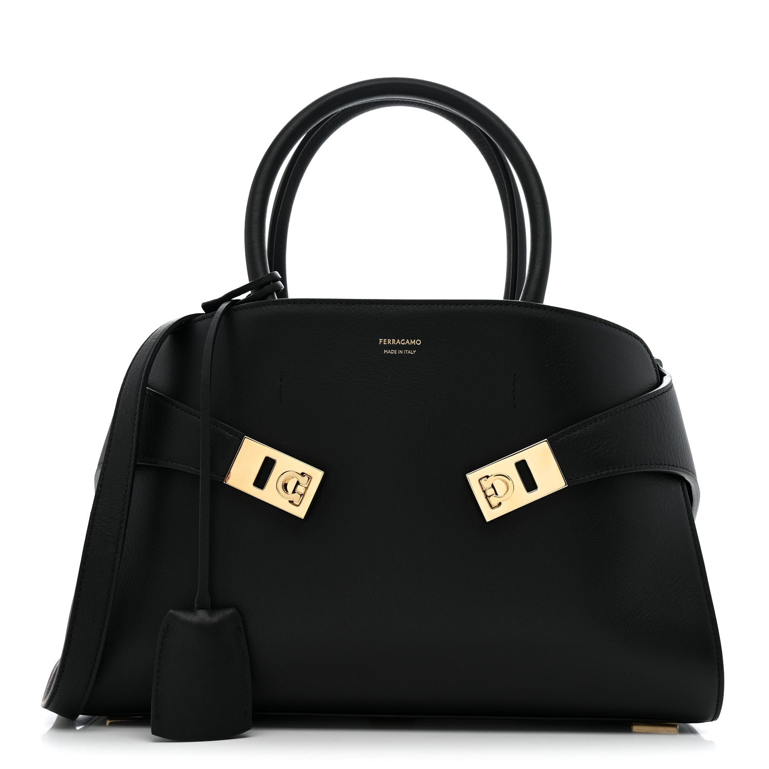 Salvatore Ferragamo Calfskin Small Hug Bag Black 1 of 10
