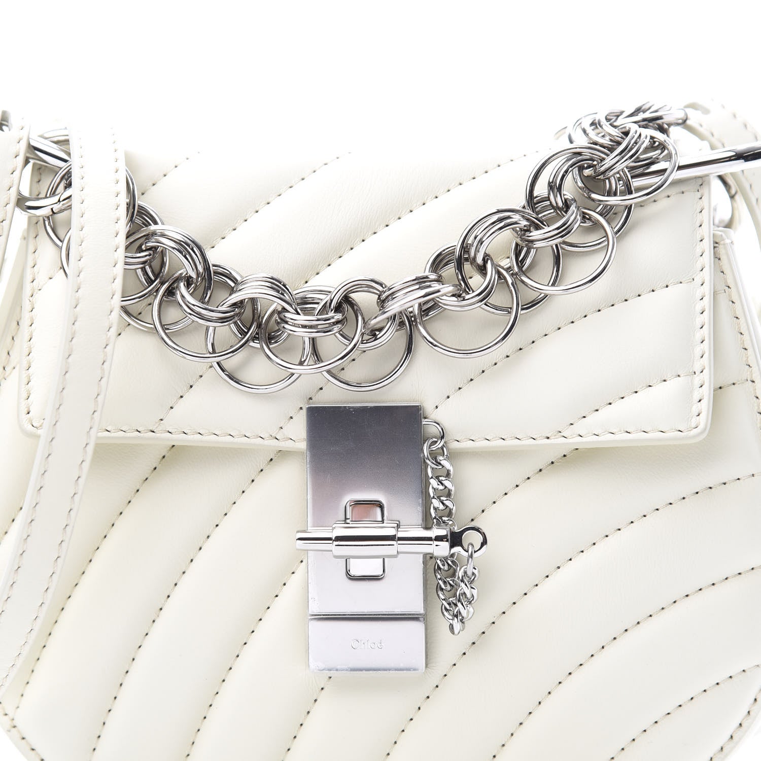 Chloe Calfskin Quilted Mini Drew Bijou Shoulder Bag Natural White 8 of 9