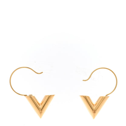 Louis Vuitton Brass Essential V Hoop Earrings Gold 3 of 6
