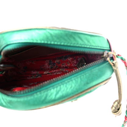 Gucci Laminated Nappa Trapuntata Mini Zumi Dome Shoulder Bag Rosso Jasmine Green Rame 5 of 9
