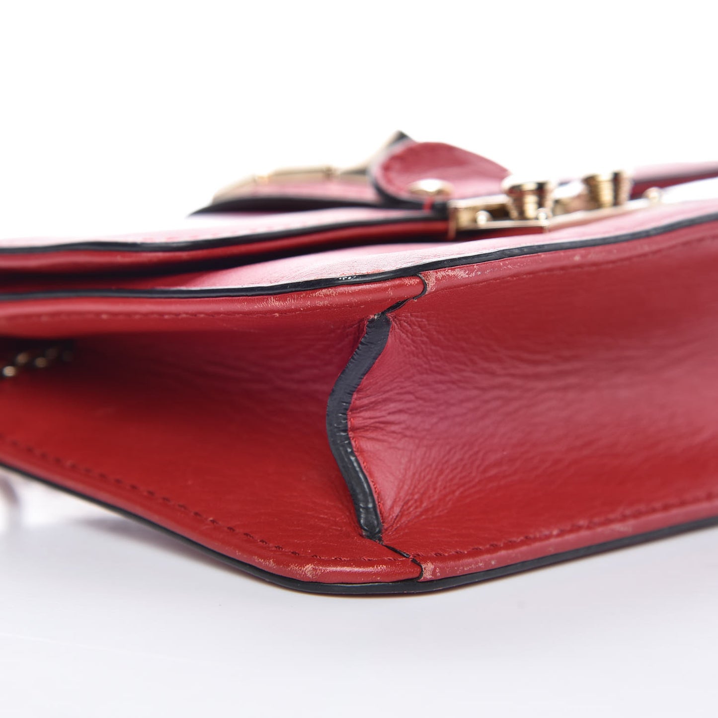 Vitello Mini Glam Lock Rockstud Flap Red