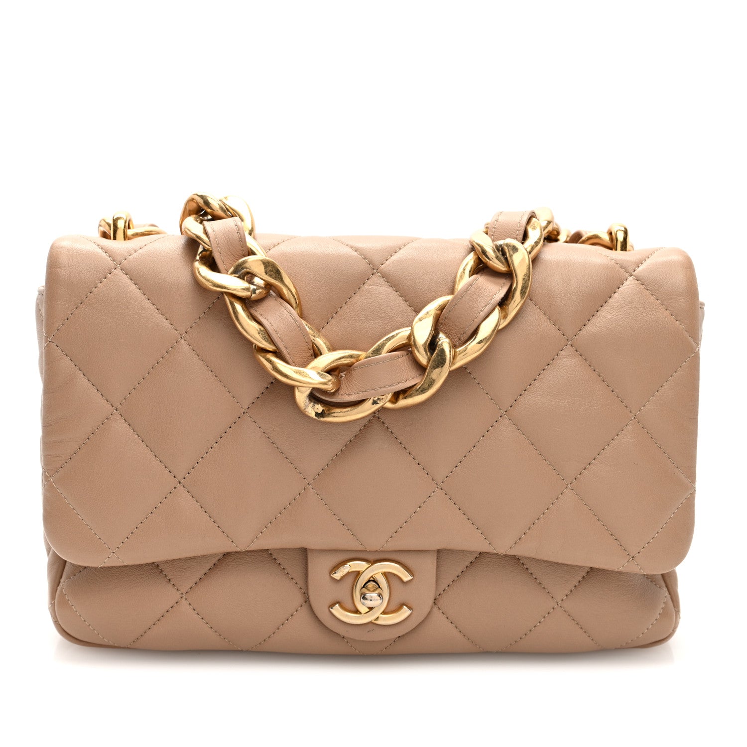 Chanel Lambskin Quilted Large CC Funky Town Flap Beige 1 of 10