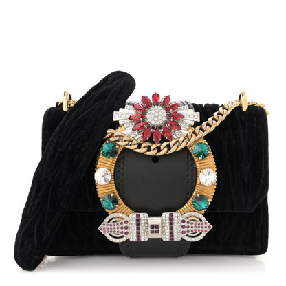 Miu Miu Velluto Crystal Embellished Shoulder Bag Black 1 of 12