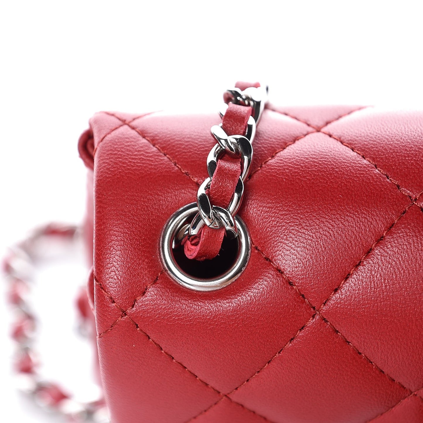 Lambskin Quilted Extra Mini Flap Red