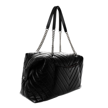 Chanel Aged Calfskin Chevron Quilted Duffle Bag Black 3 of 10