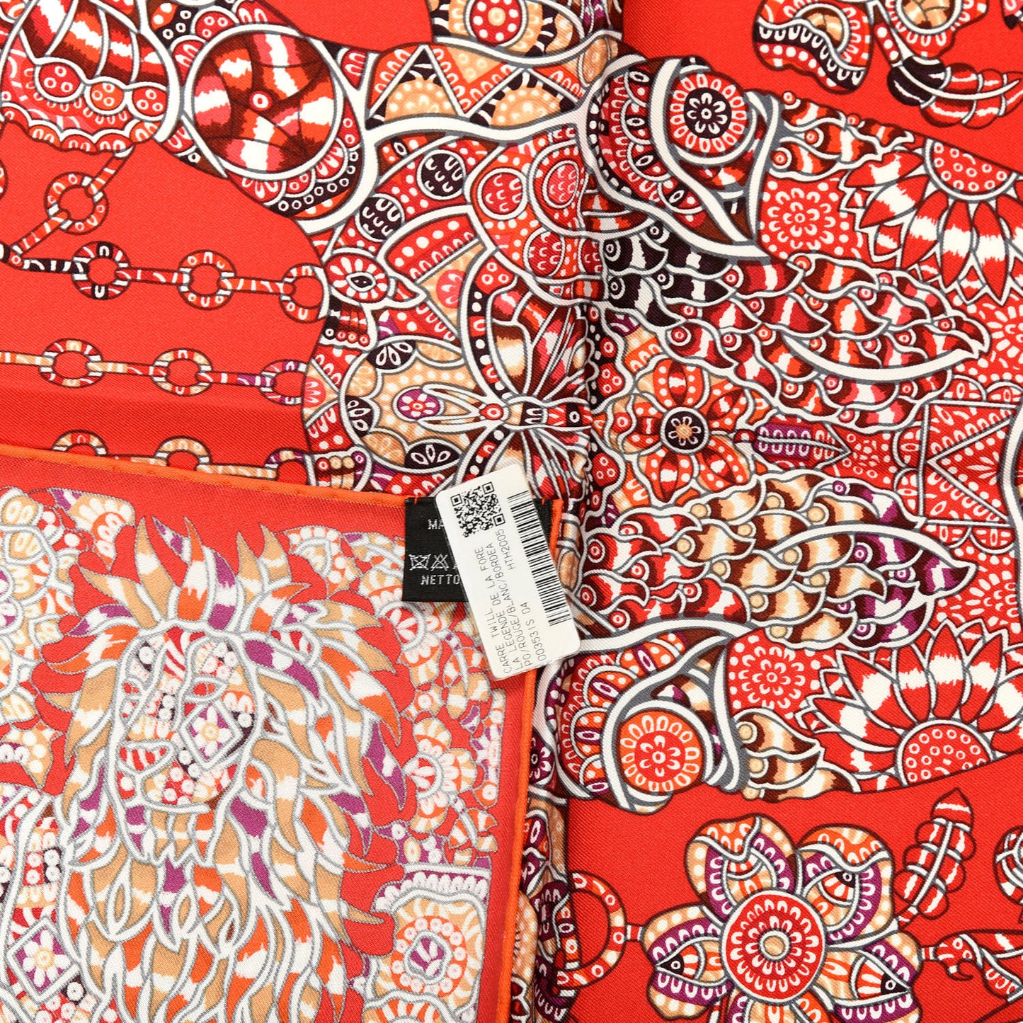 Silk La Legende De La Fore Scarf 90 Rouge White Bordeaux