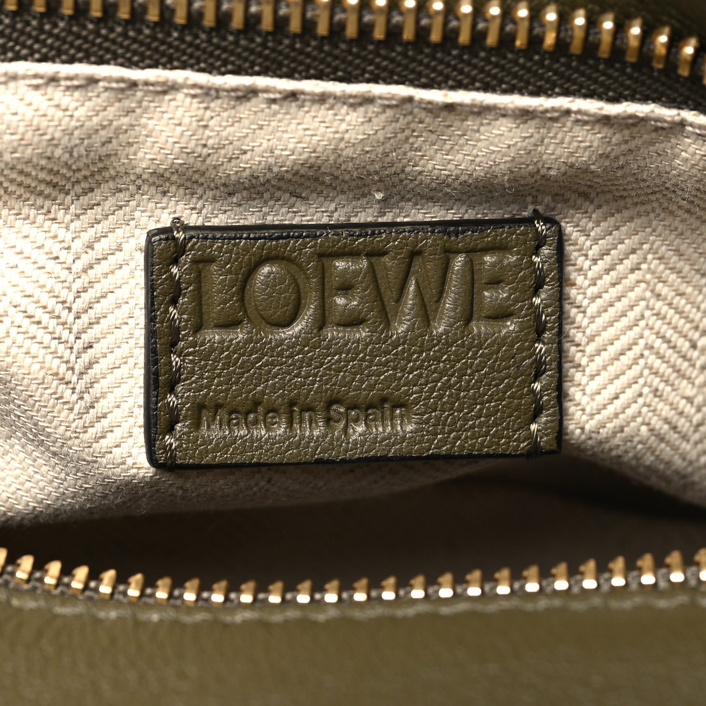 Grained Calfskin Small Puzzle Bag Autumn Green Light Oat