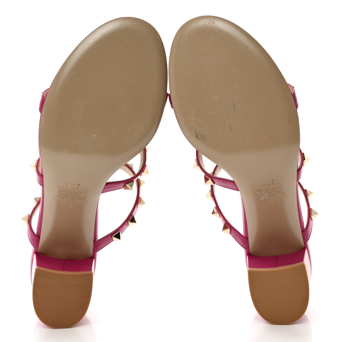 Calfskin Nappa Rockstud 60mm Caged Slide Sandals 37.5 Rose Violet