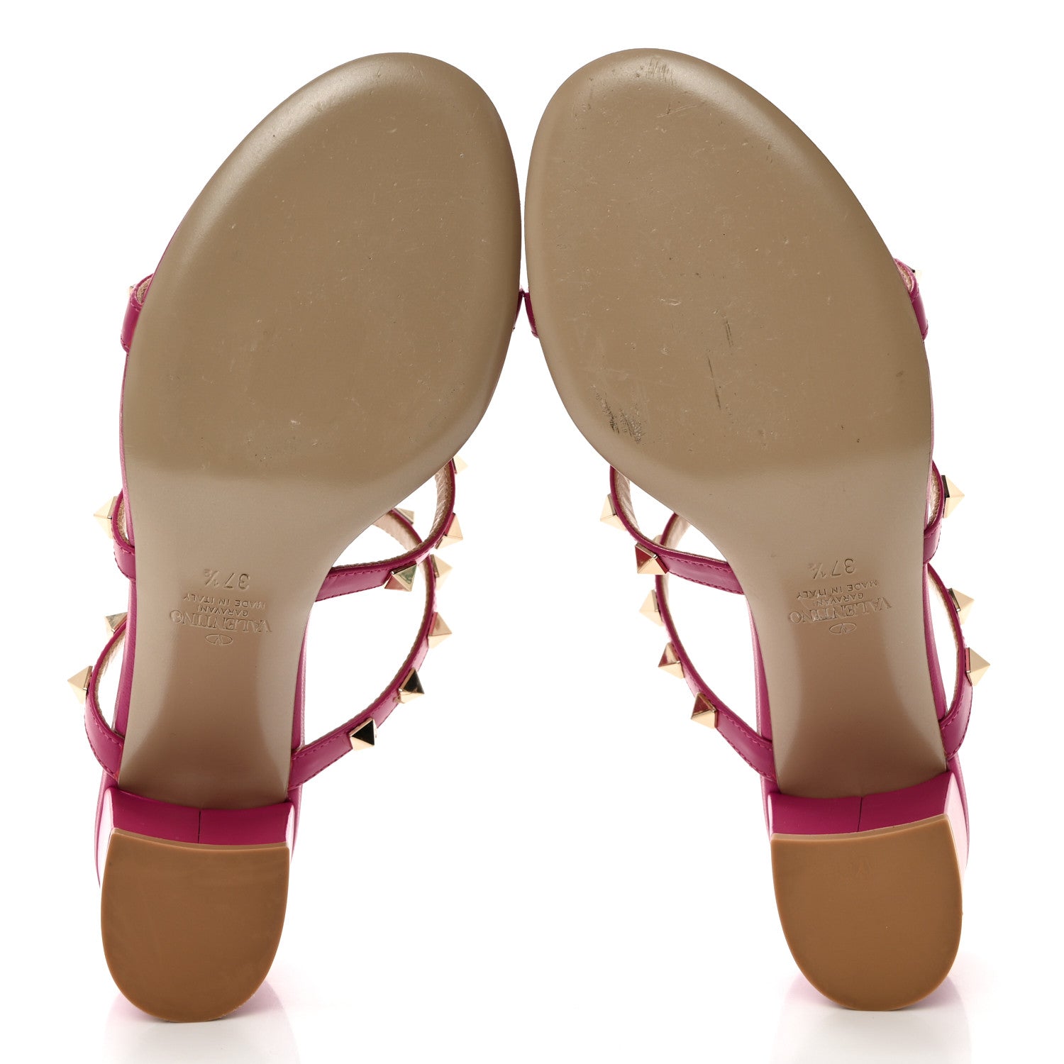Valentino Garavani Calfskin Nappa Rockstud 60mm Caged Slide Sandals 37.5 Rose Violet 5 of 11