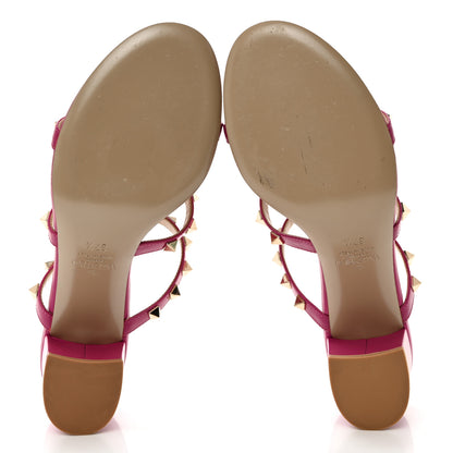 Valentino Garavani Calfskin Nappa Rockstud 60mm Caged Slide Sandals 37.5 Rose Violet 5 of 11