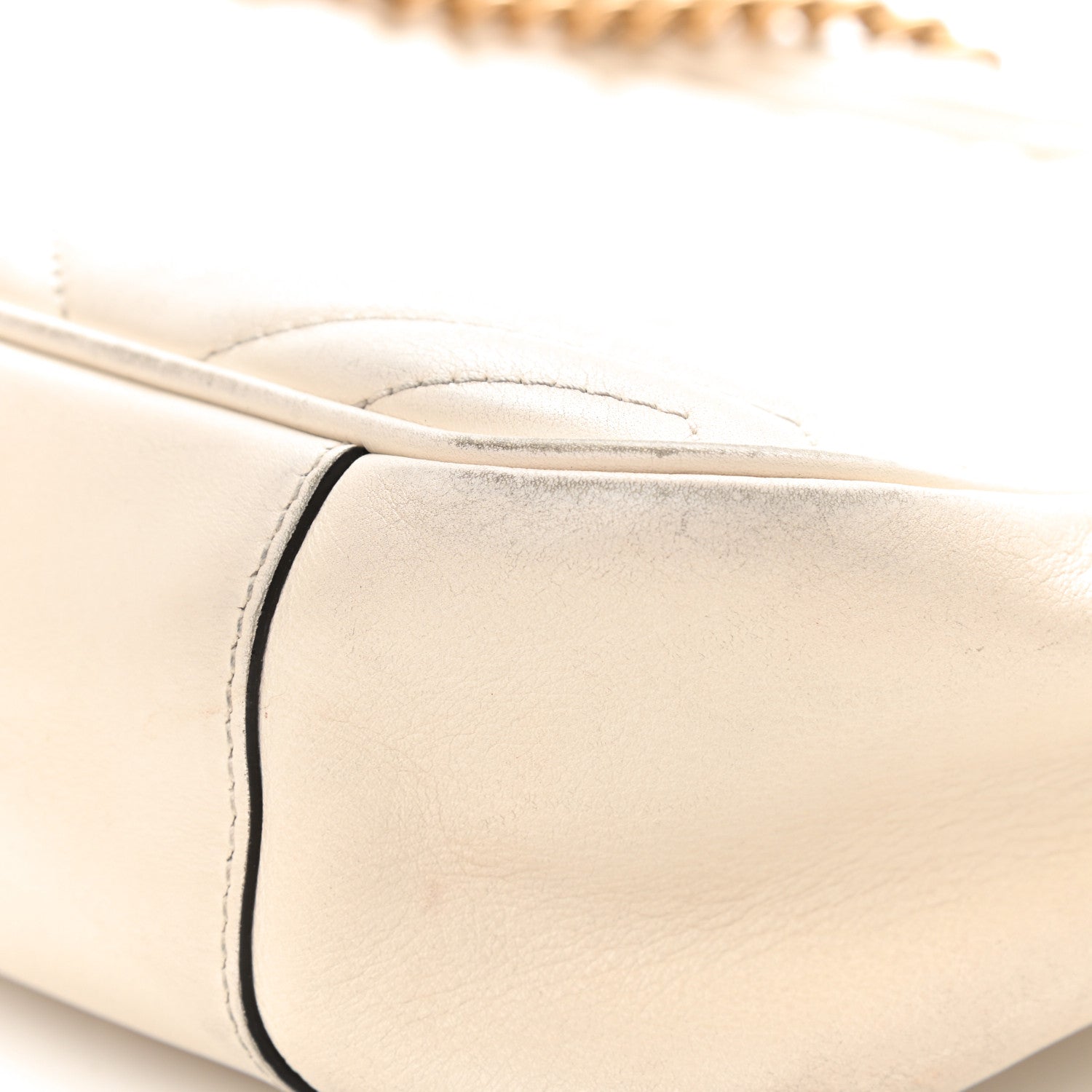 Gucci Calfskin Matelasse Medium GG Marmont Chain Shoulder Bag Mystic White 10 of 18