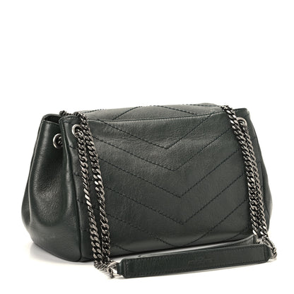 Saint Laurent Vintage Lambskin Chevron Monogram Small Nolita Olive Green 2 of 8