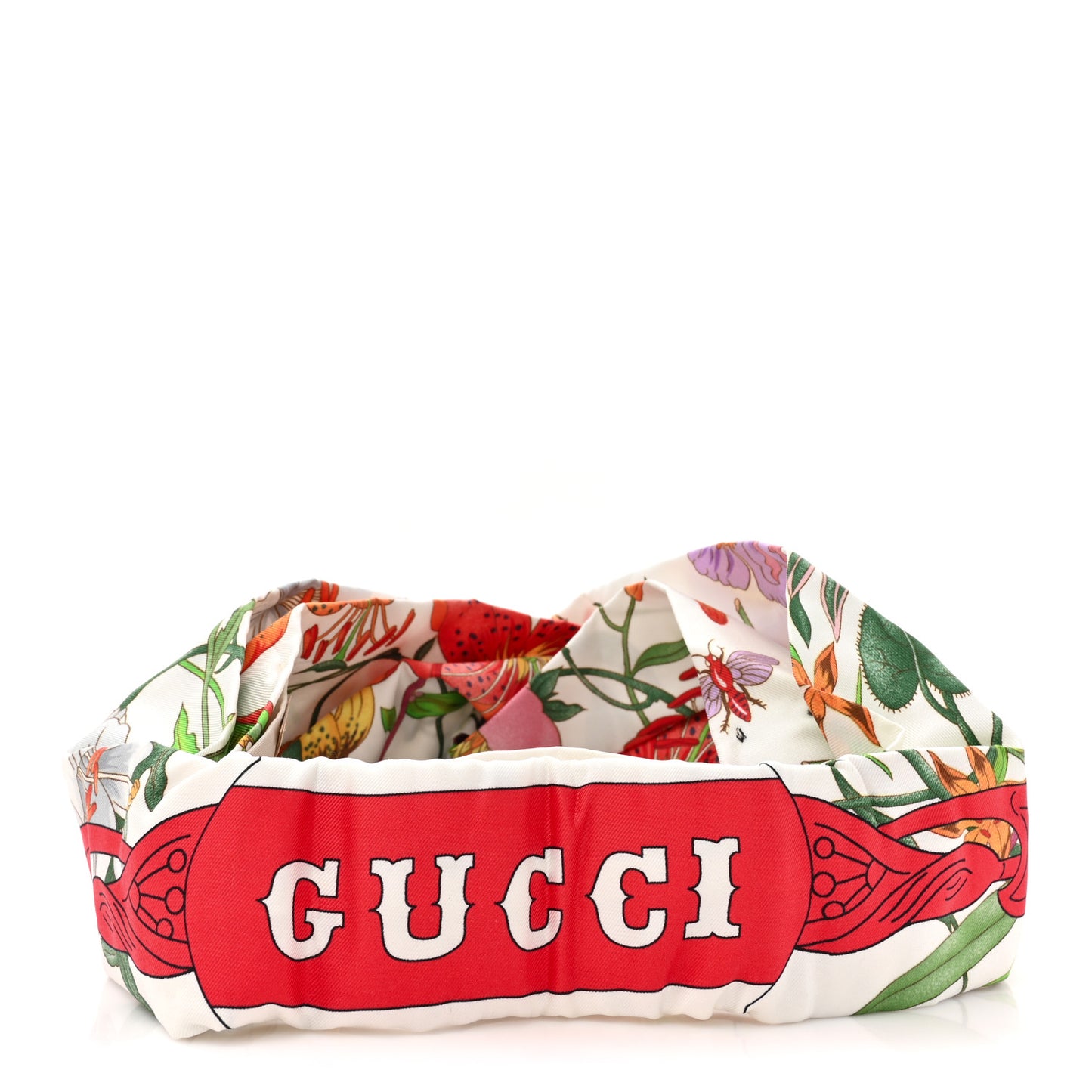 Silk Floral Headband L White Multicolor