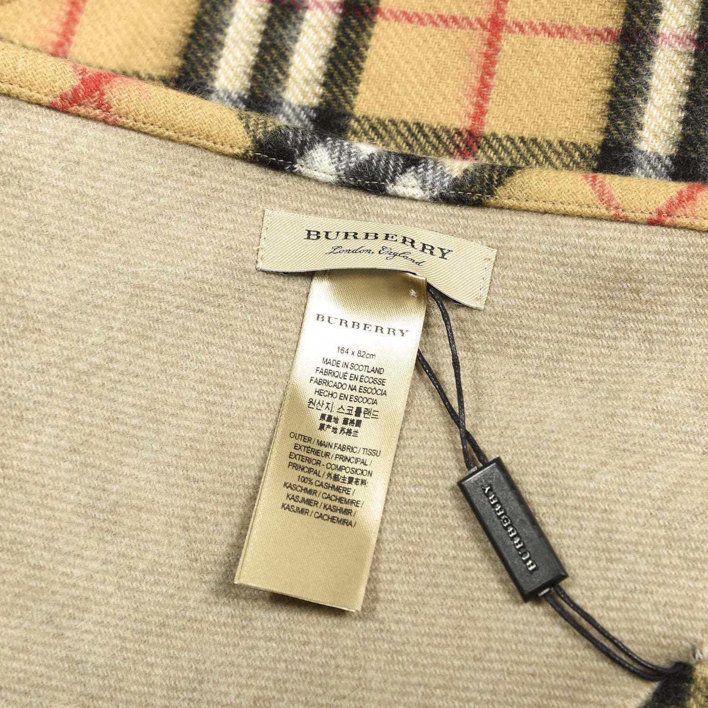 Cashmere Vintage Check Bandana Scarf Antique Yellow