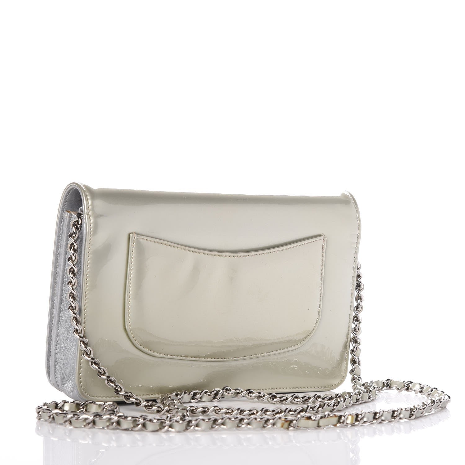 Chanel Patent Strass Wallet On Chain WOC Silver 3 of 13