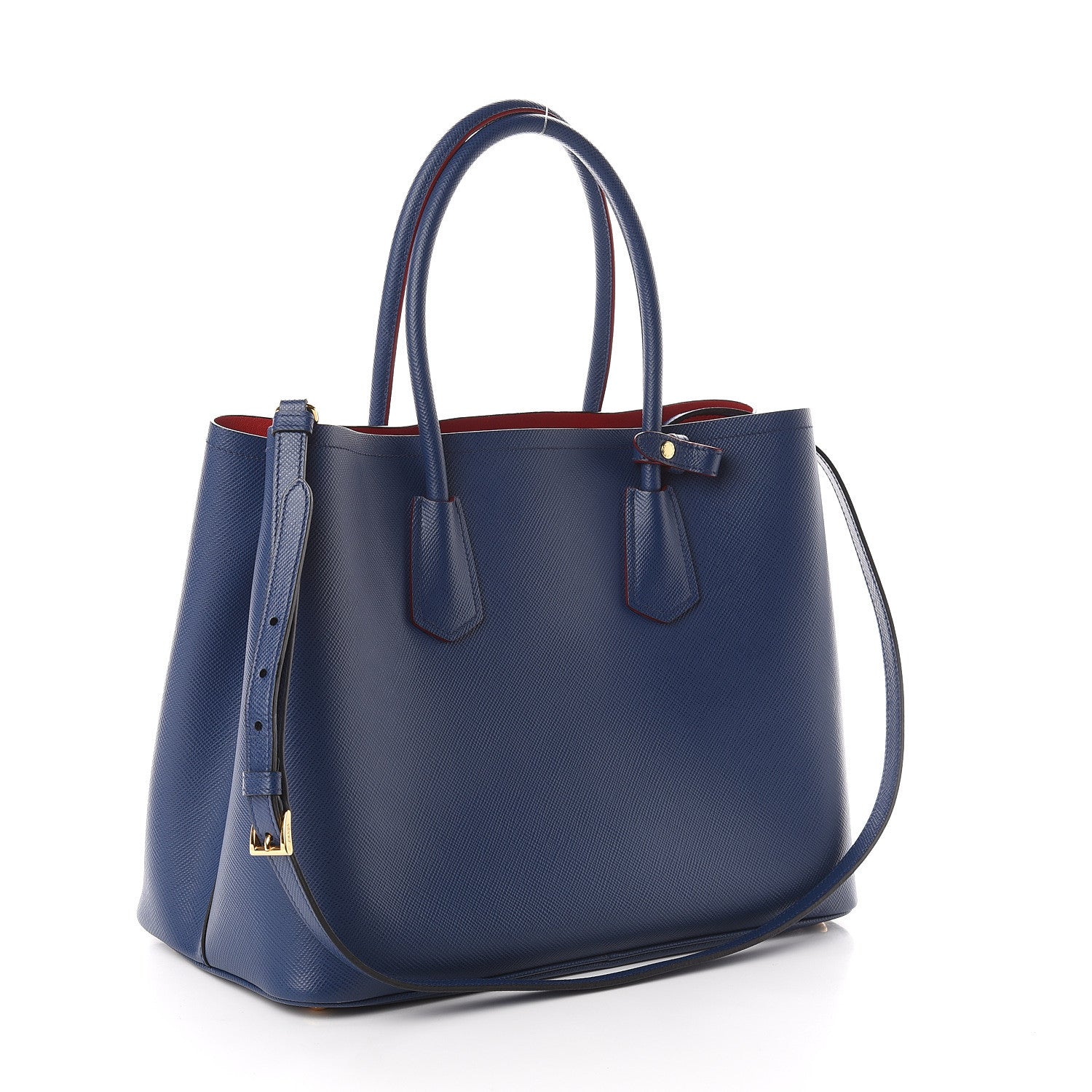 Prada Saffiano Cuir Large Double Bag Bleuette 2 of 8