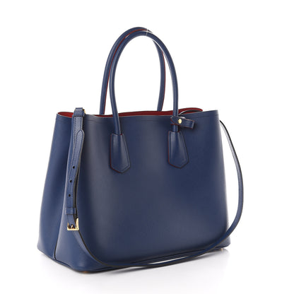 Prada Saffiano Cuir Large Double Bag Bleuette 2 of 8