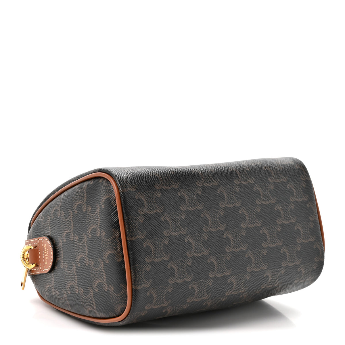 Celine Triomphe Canvas Calfskin Small Boston Bag Tan 3 of 10