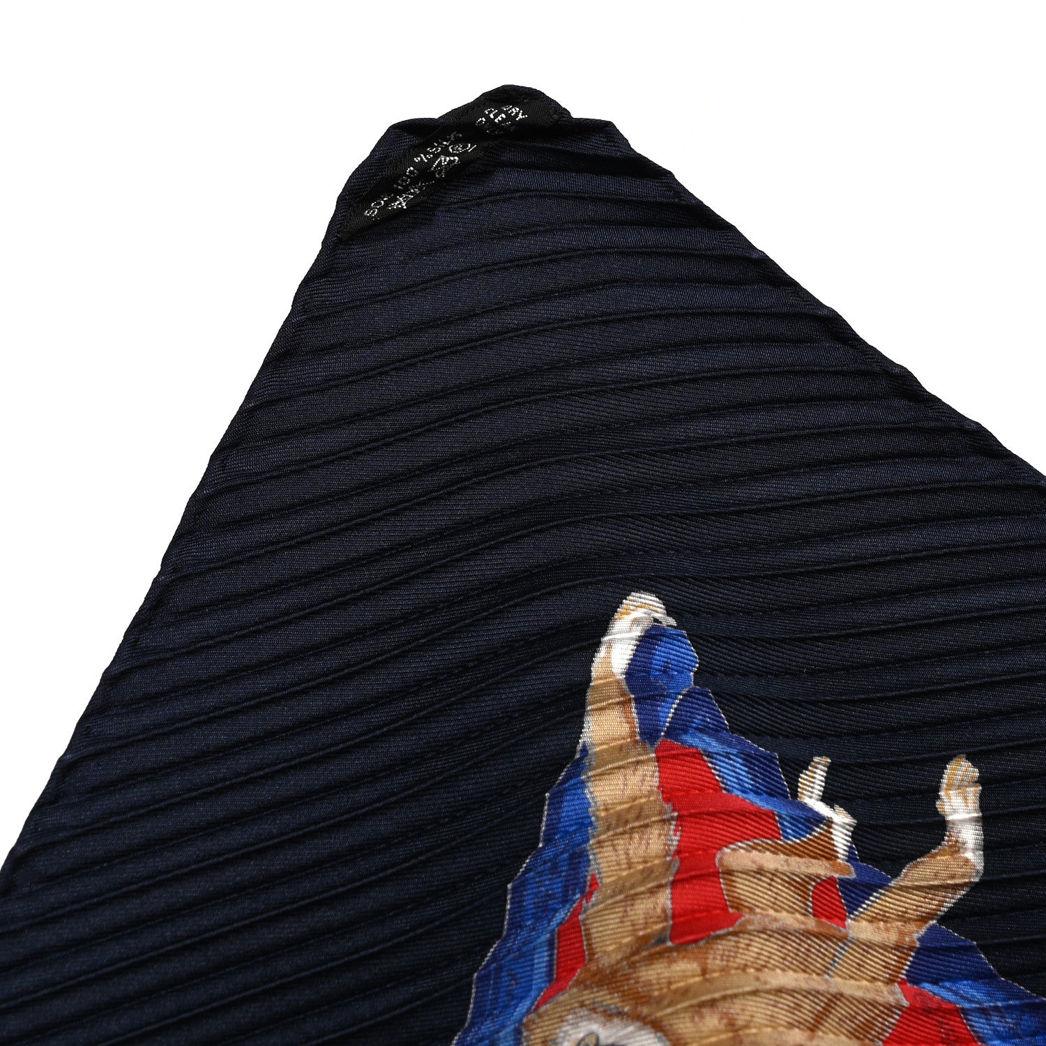 Hermes Silk Plisse Tendresse Feline Scarf 90 Red Blue Multicolor 3 of 5