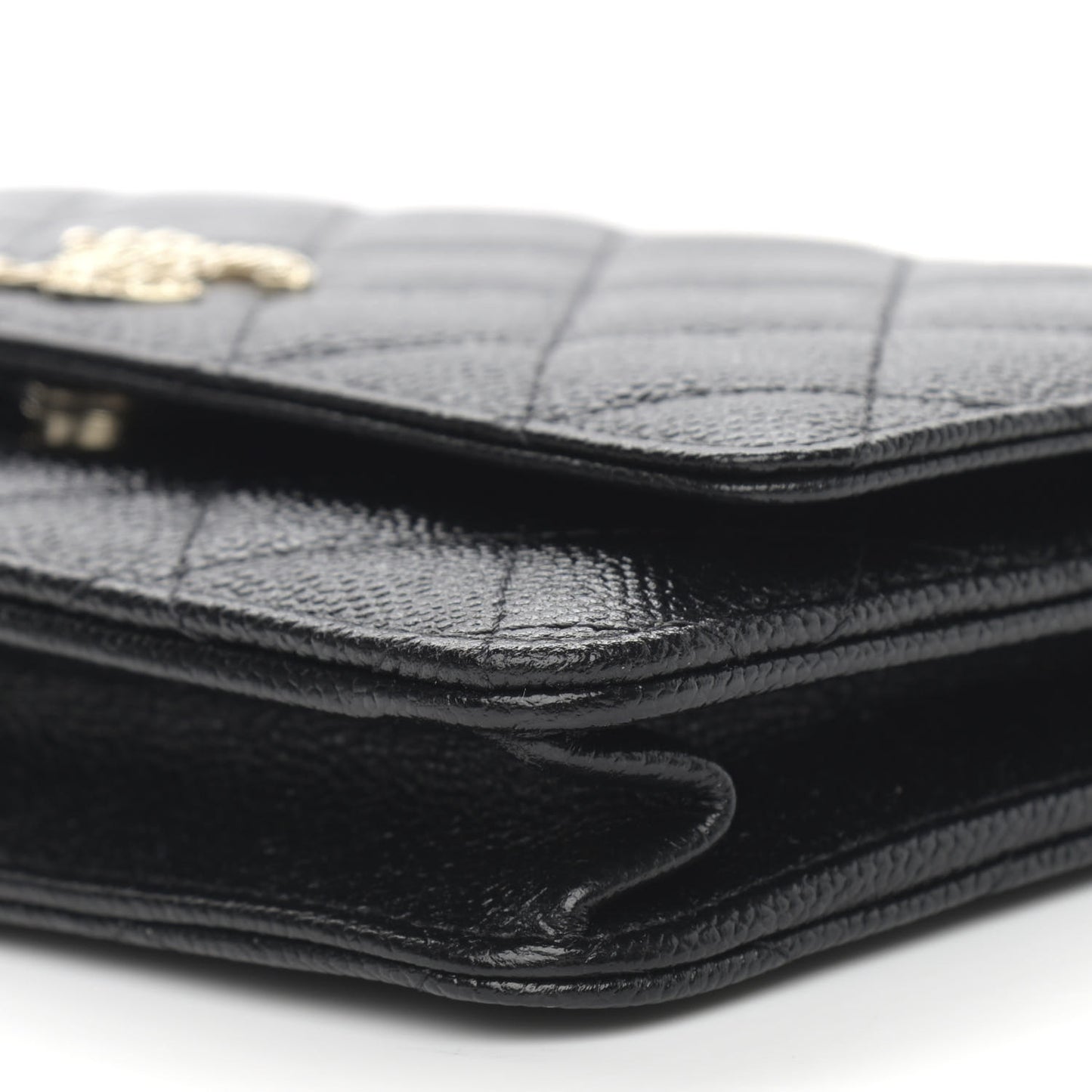 Caviar Quilted Chain CC Wallet On Chain WOC Black