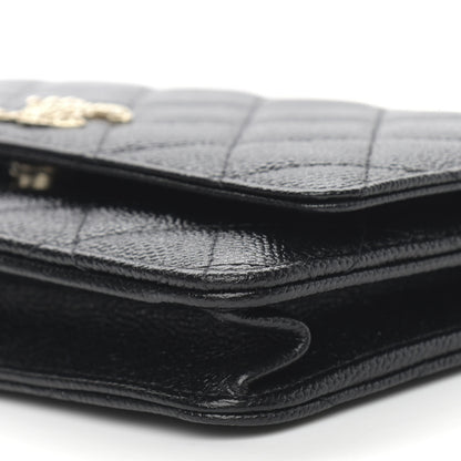 Chanel Caviar Quilted Chain CC Wallet On Chain WOC Black 11 of 12