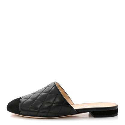 Chanel Lambskin Kid Suede Quilted Mules 36 Black 1 of 9