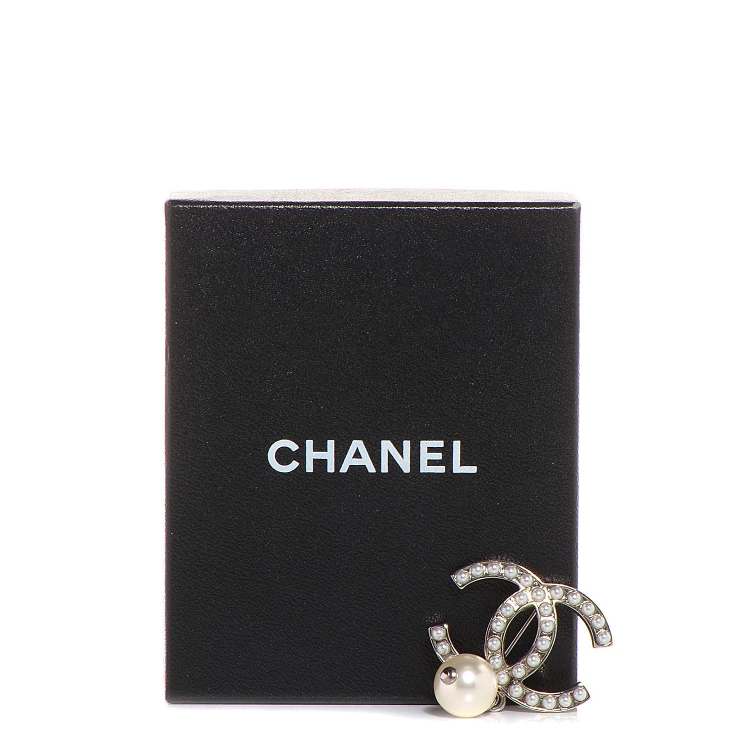 Chanel Pearl CC Drop Brooch Silver 6 of 6