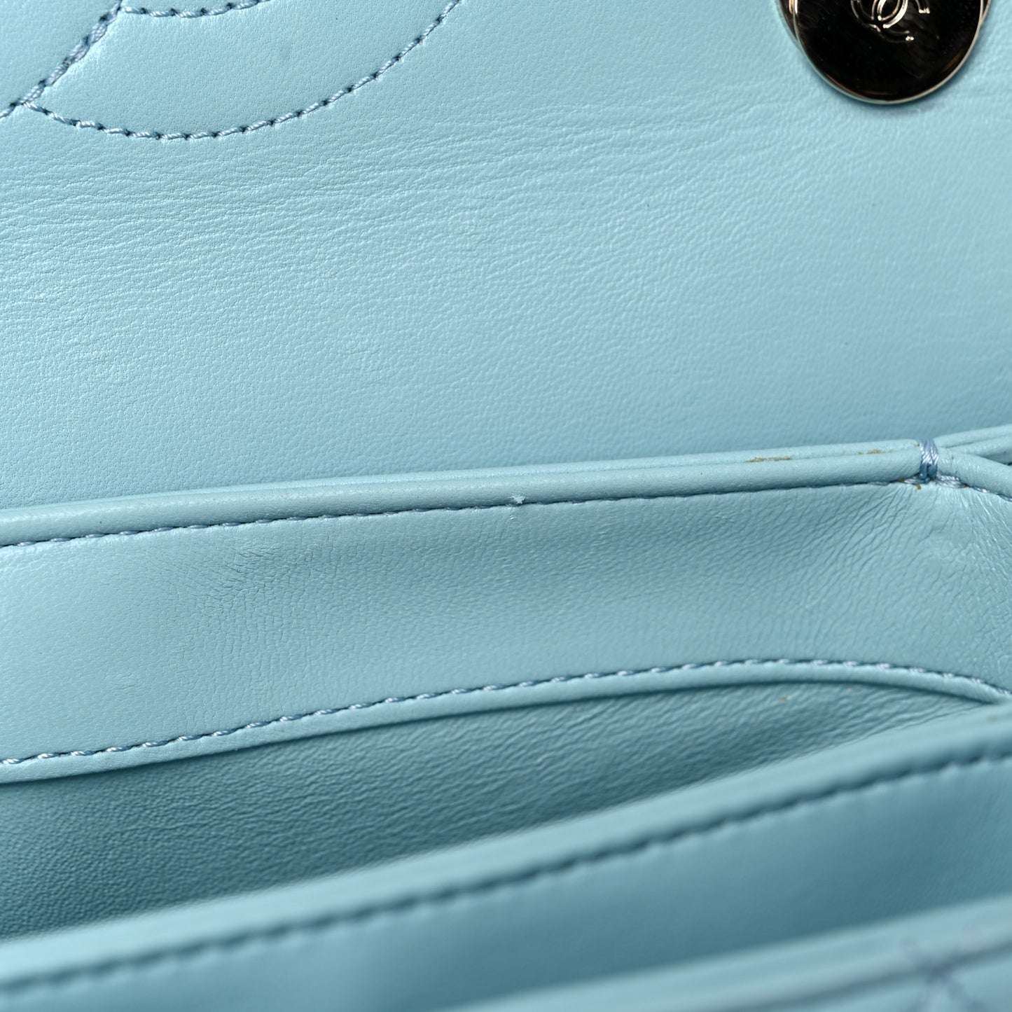 Lambskin Quilted Small Trendy CC Flap Dual Handle Bag Light Blue