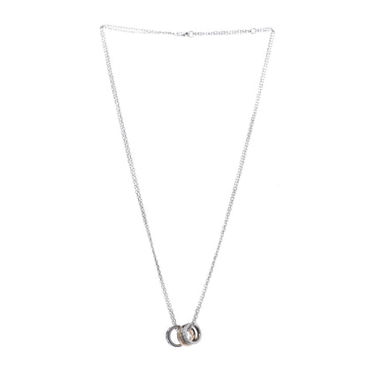 Cartier 18K White Pink Gold Diamond Three Ring LOVE Pendant Necklace 3 of 5