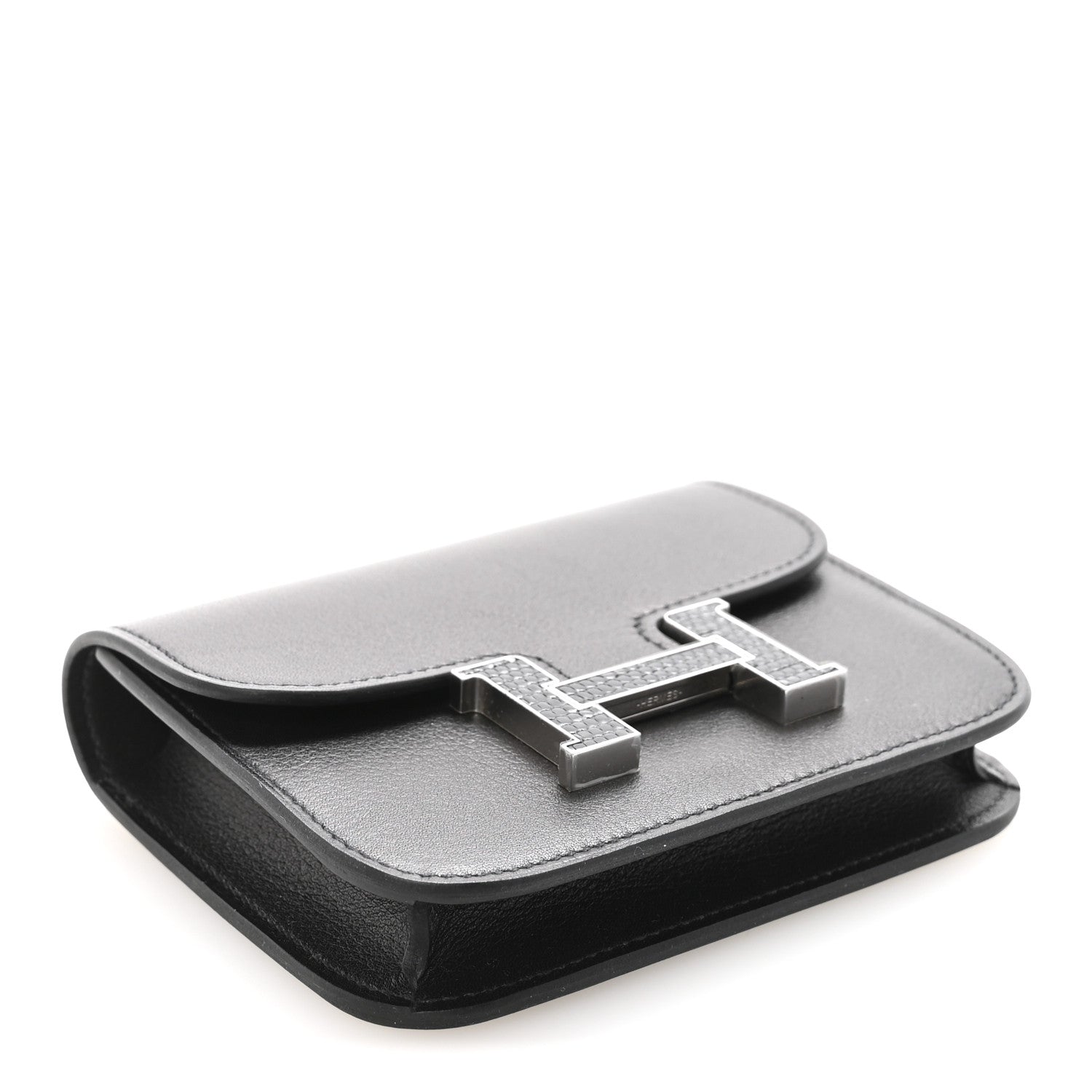 Hermes Evergrain Lizard Constance Slim Wallet Black 5 of 8