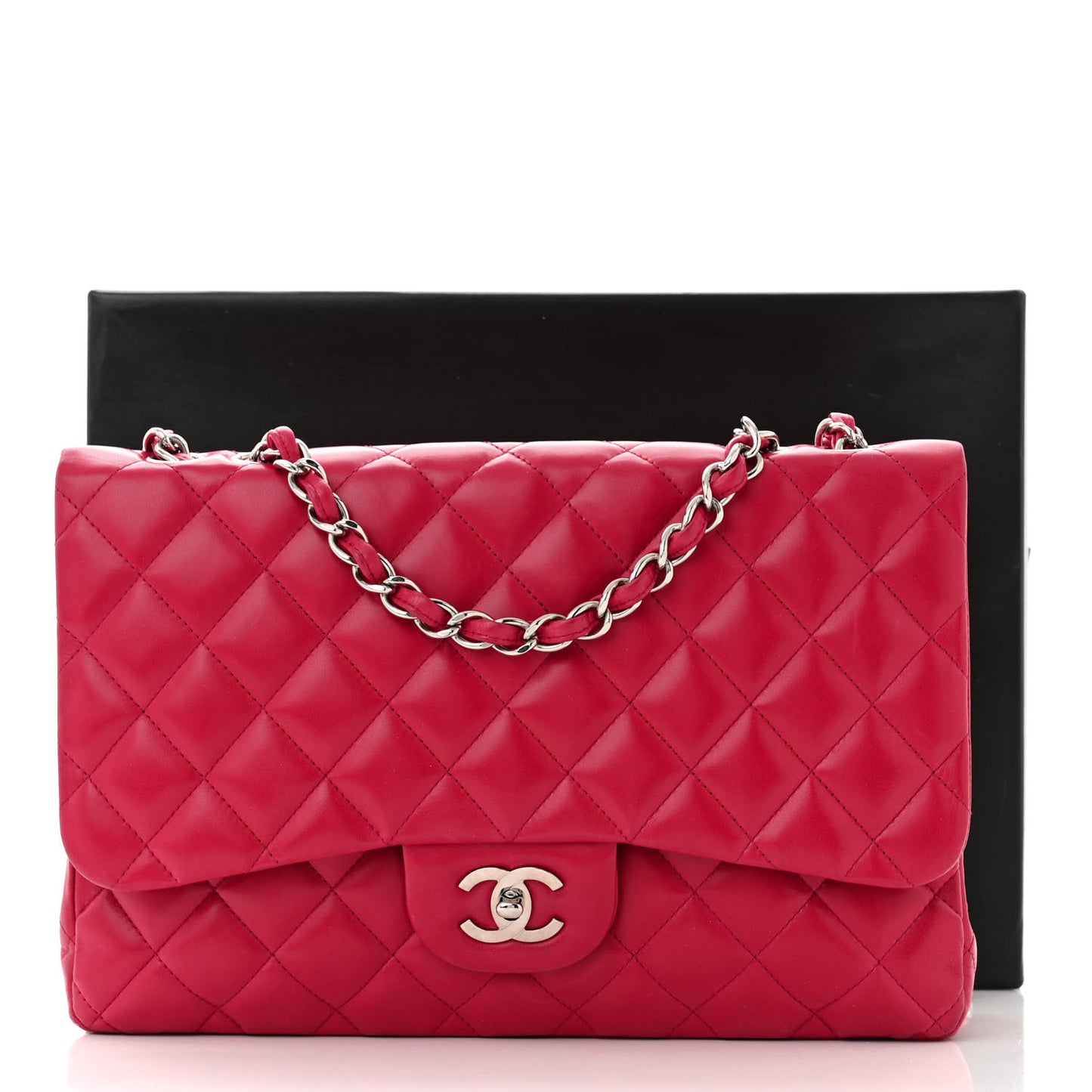 Lambskin Quilted Jumbo Single Flap Red