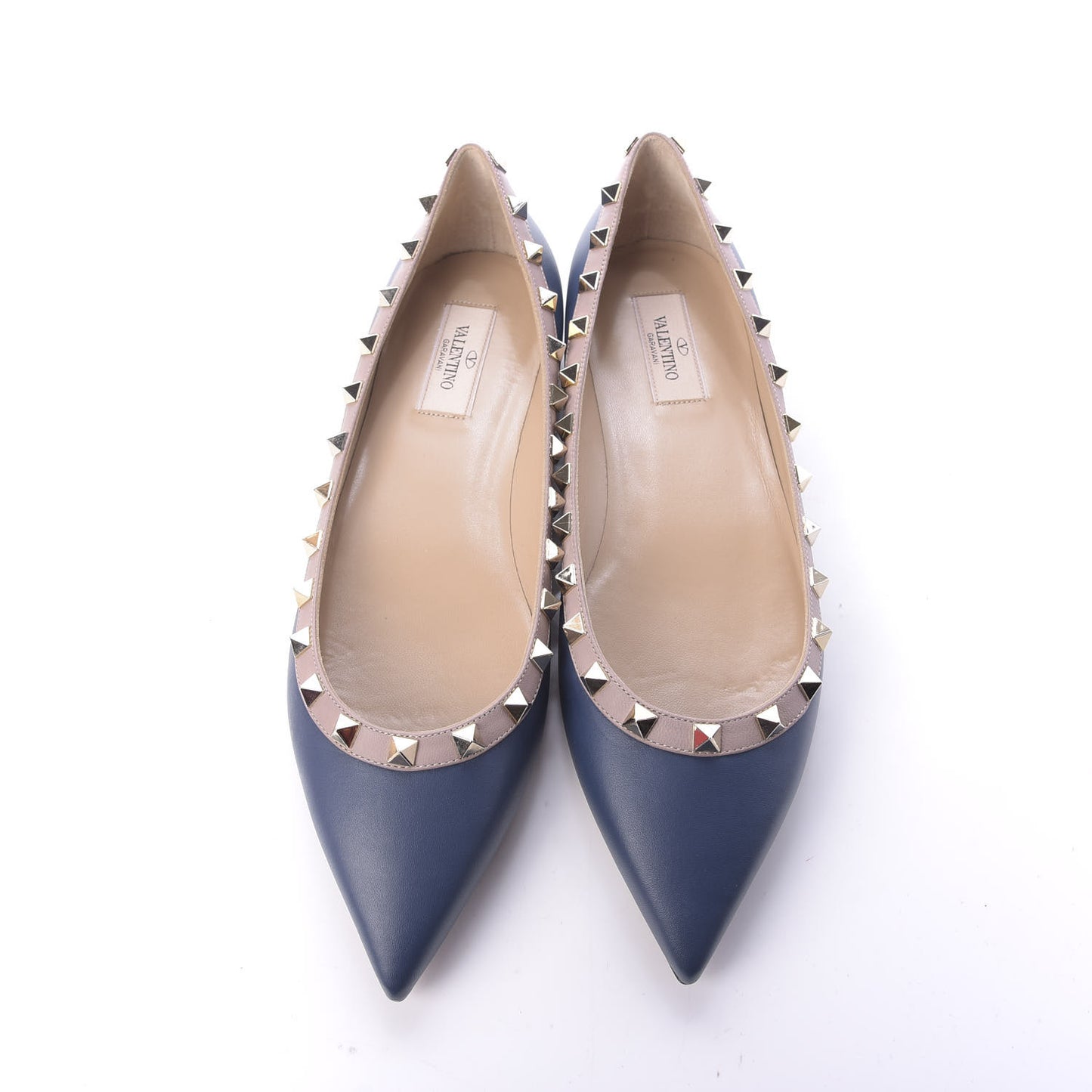 Nappa Rockstud Ballerina Flats 39 Light Ocean Poudre
