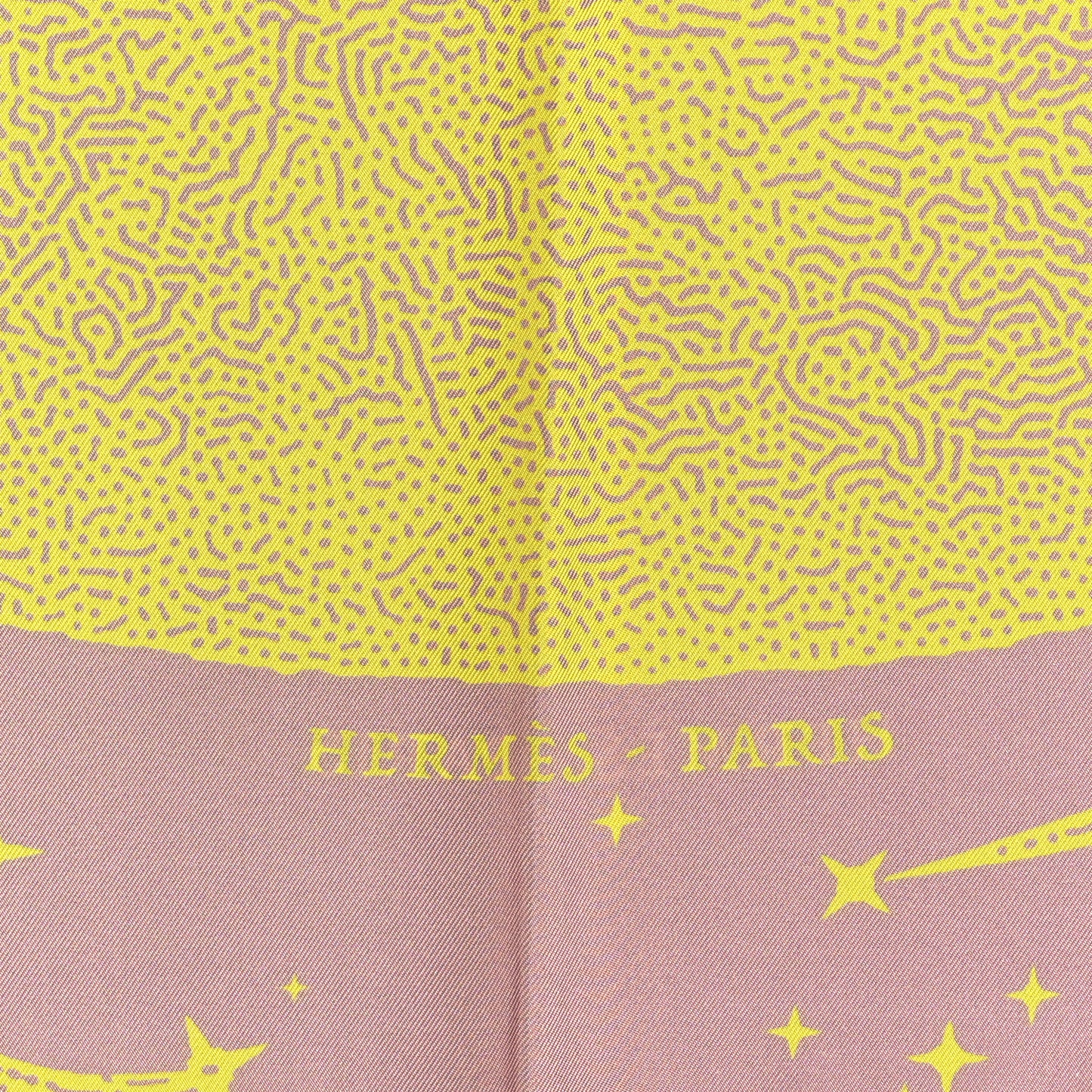 Silk Double Face Clair De Lune Scarf 90 Vieux Rose Jaune