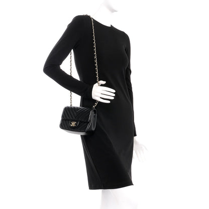Chanel Lambskin Chevron Quilted Mini Square Flap Black 2 of 8