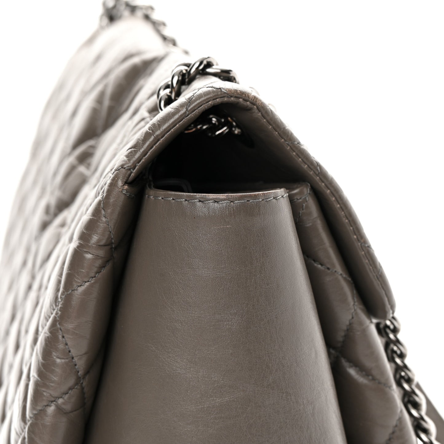 Aged Calfskin Medium Lady Pearly Flap Grey