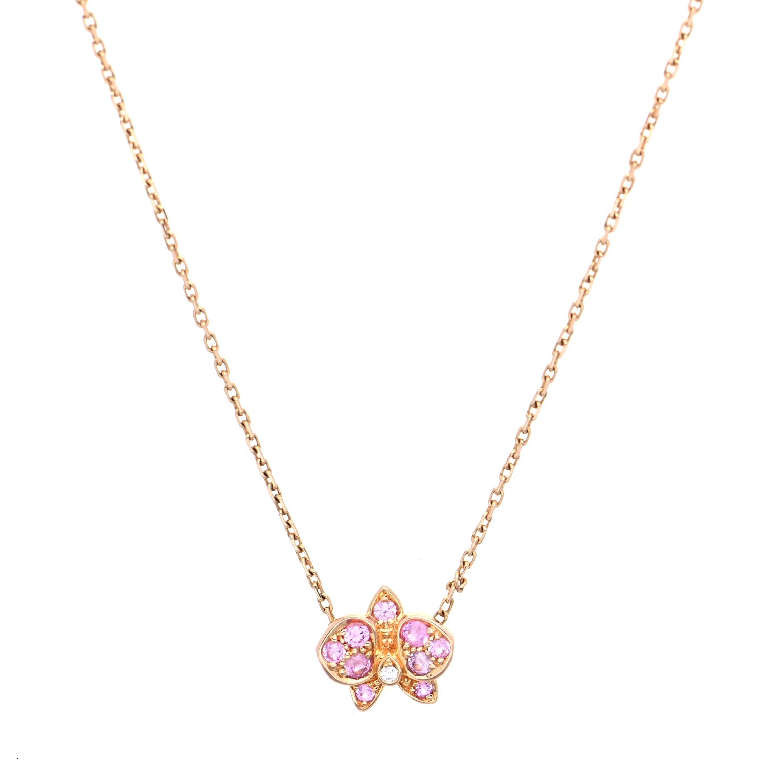 Cartier 18K Pink Gold Pink Sapphire Diamond Caresse D'Orchidees Par Cartier Necklace 1 of 6