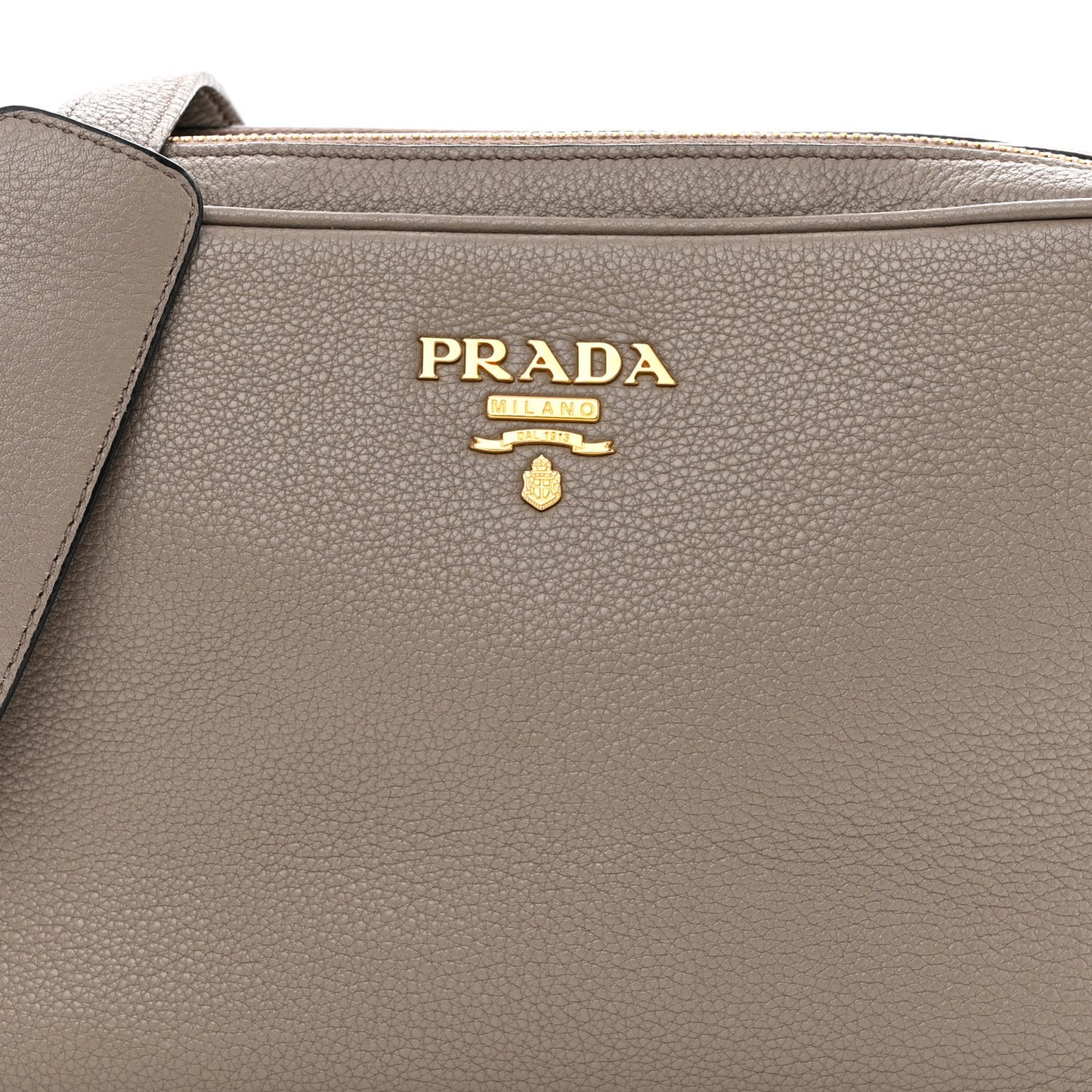 Vitello Daino Medium Double Zip Shoulder Bag Argilla