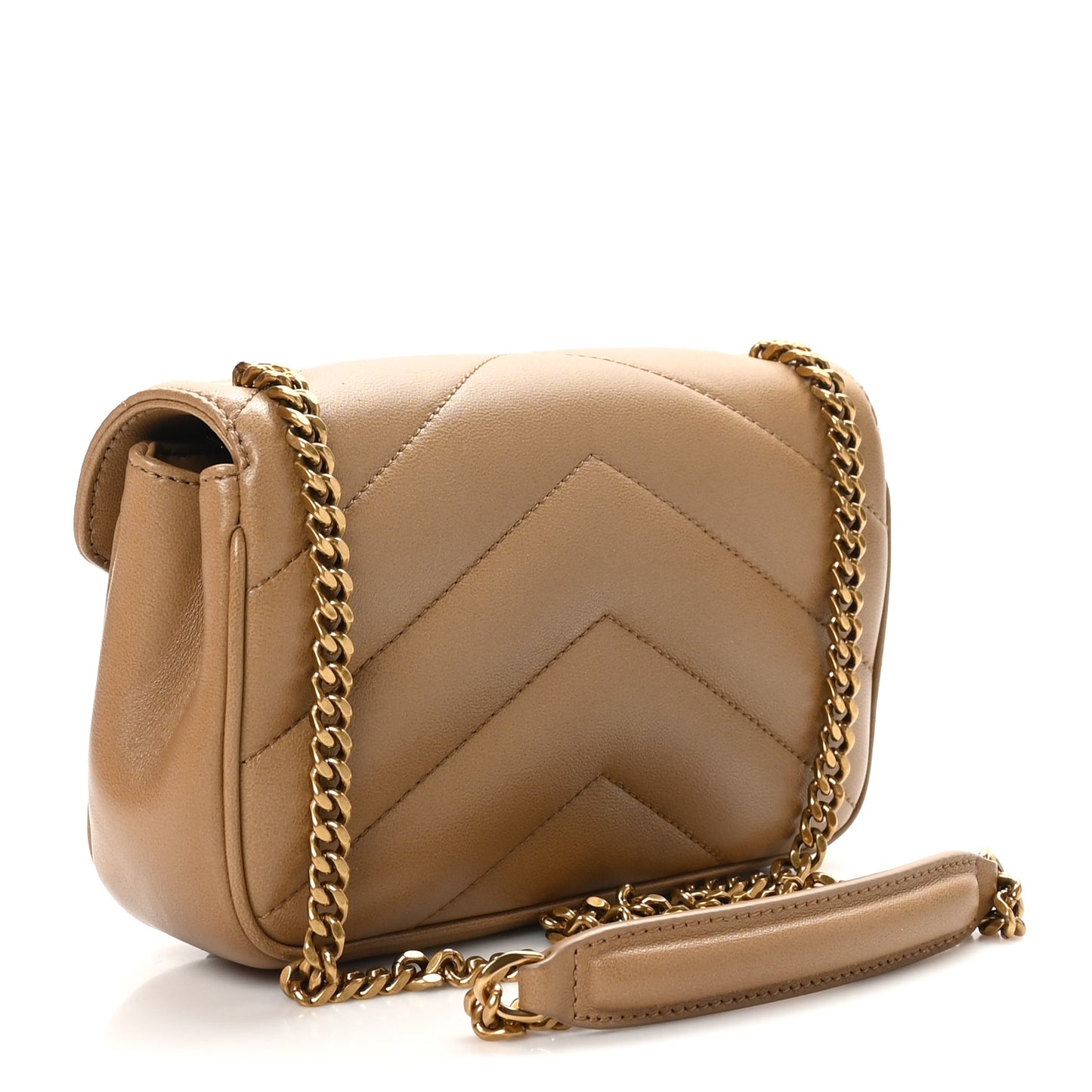 Lambskin Chevron Quilted Mini Loulou Havana Brown