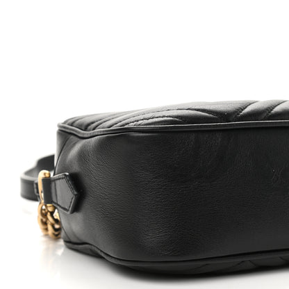 Gucci Calfskin Matelasse Small GG Marmont Chain Shoulder Bag Black 9 of 11