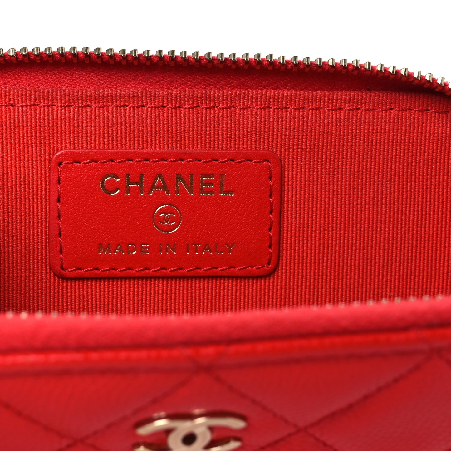 Caviar Quilted Zipped Key Holder Case Red