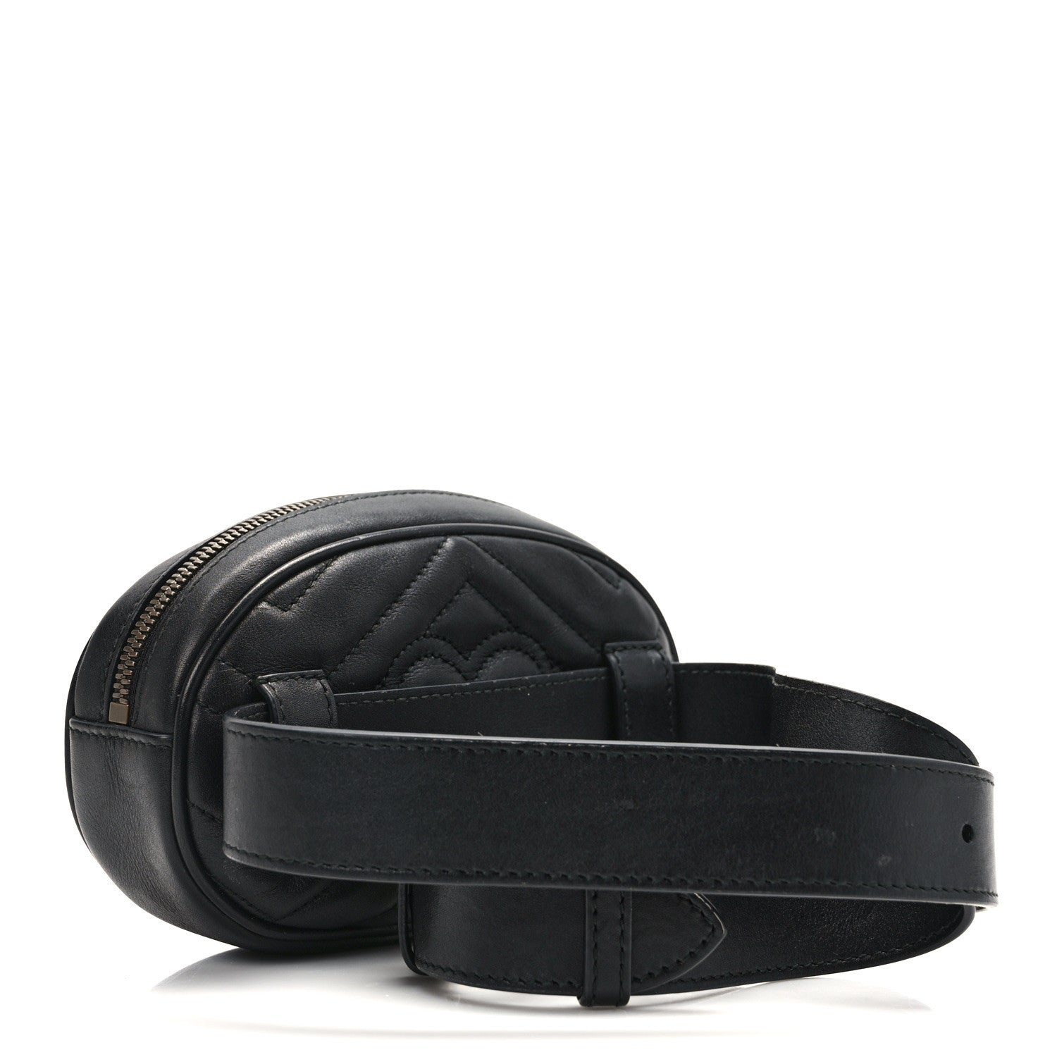 Gucci Calfskin Matelasse GG Marmont Belt Bag 85 34 Black 3 of 12