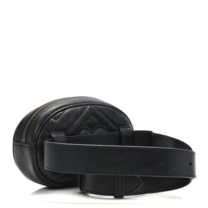 Gucci Calfskin Matelasse GG Marmont Belt Bag 85 34 Black 3 of 12