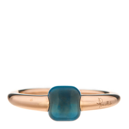 Pomellato 18K Rose Gold London Blue Topaz M'Ama Non M'Ama Ring 50 5.5 1 of 8