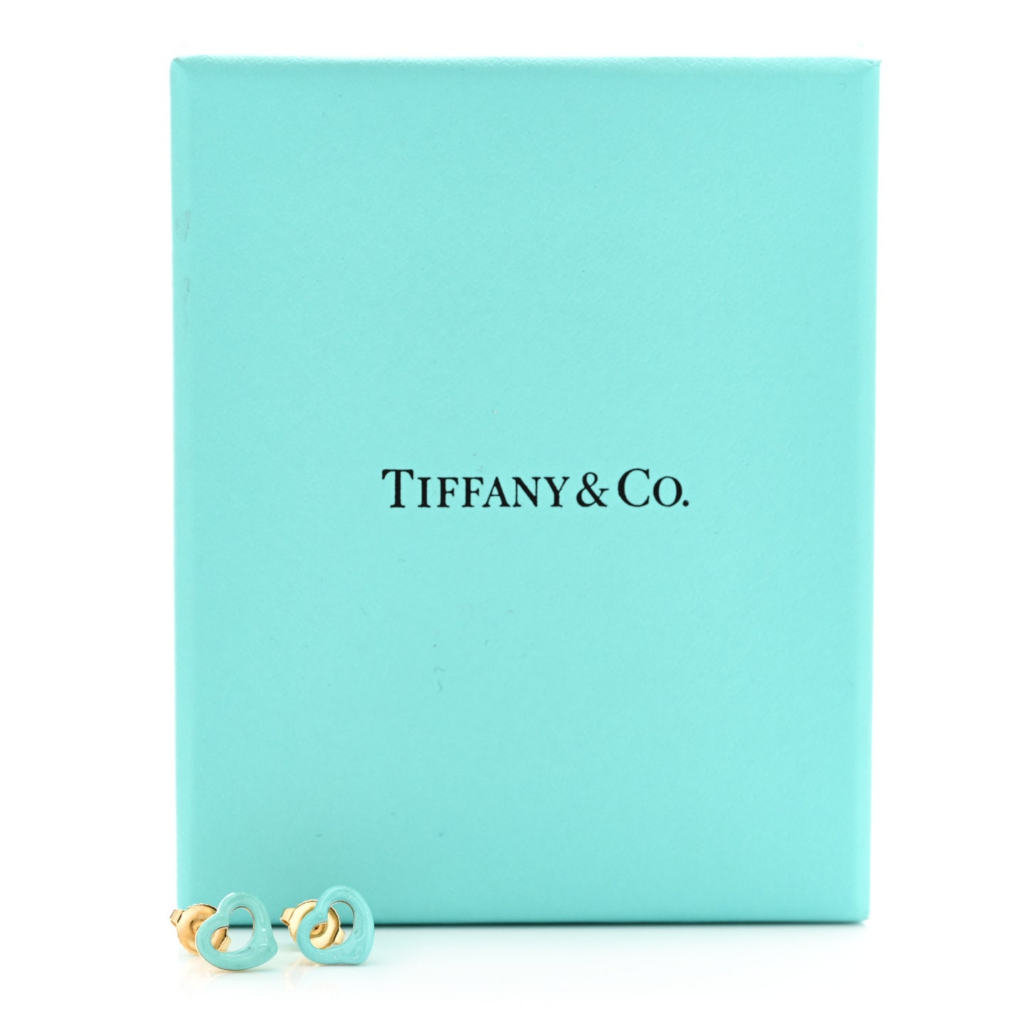 18K Yellow Gold Turquoise Elsa Peretti Open Heart Earrings
