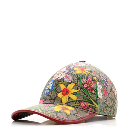 Gucci GG Supreme Flora Claudia Baseball Hat 56 S Red 1 of 10