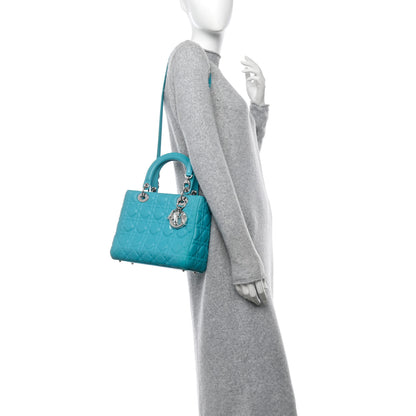 Christian Dior Lambskin Cannage Medium Lady Dior Turquoise 2 of 10