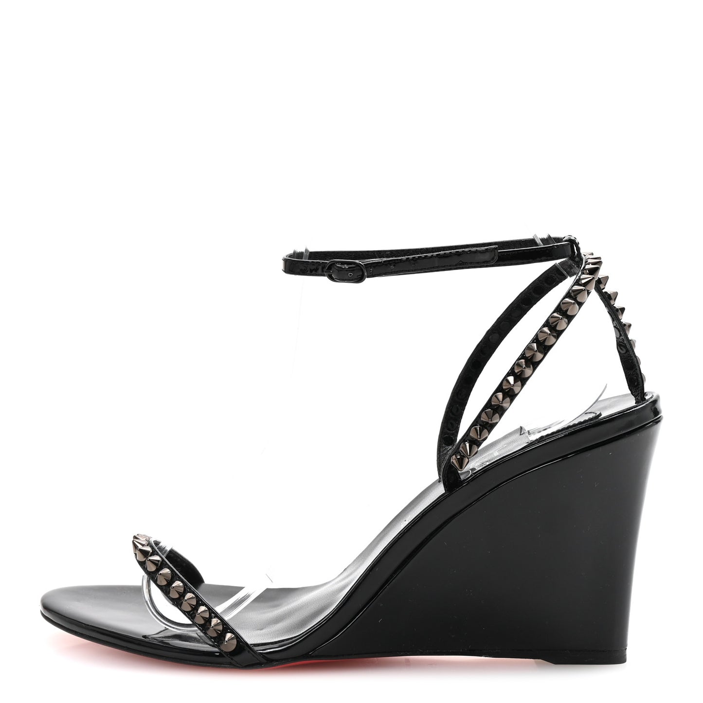 Patent Calfskin So Me Spike 85 Wedge Sandals 41 Black