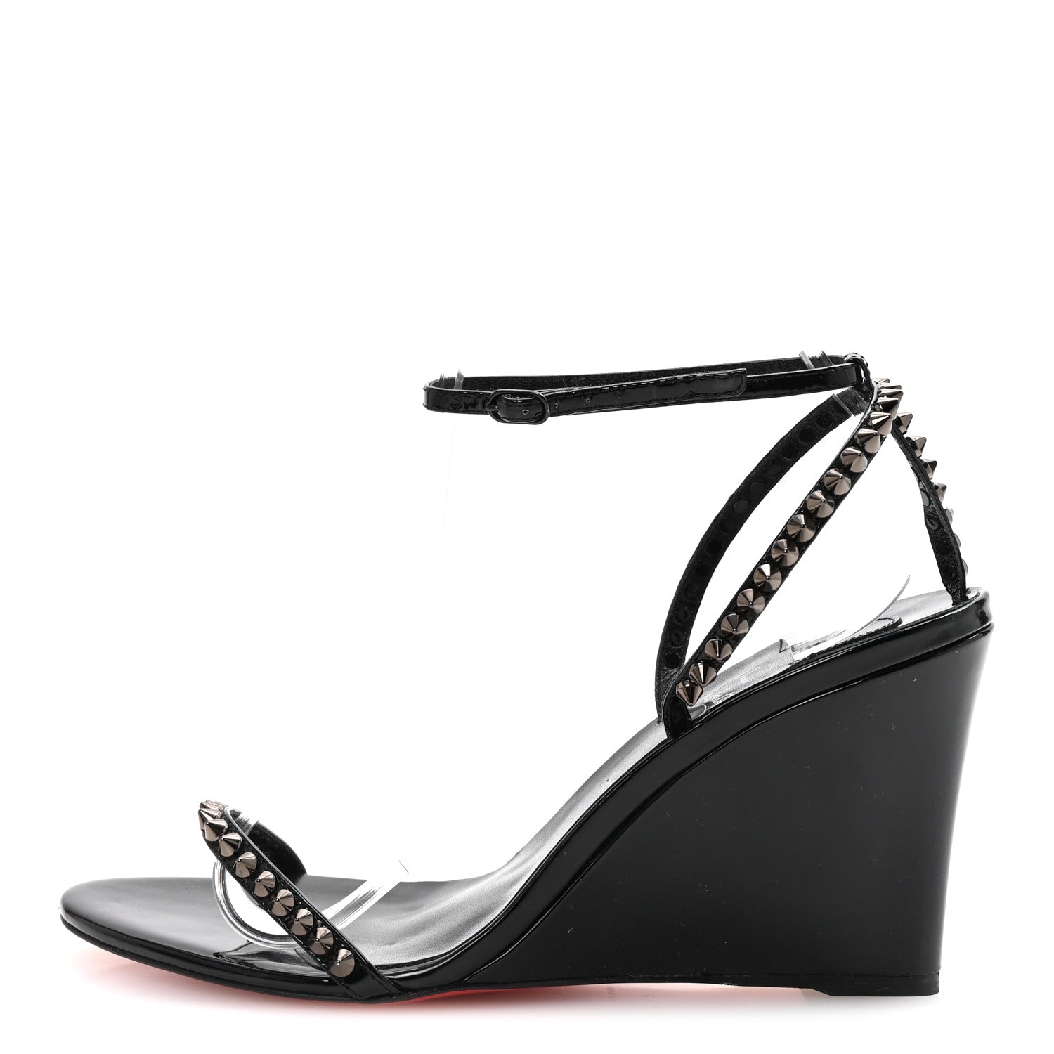 Christian Louboutin Patent Calfskin So Me Spike 85 Wedge Sandals 41 Black 1 of 8