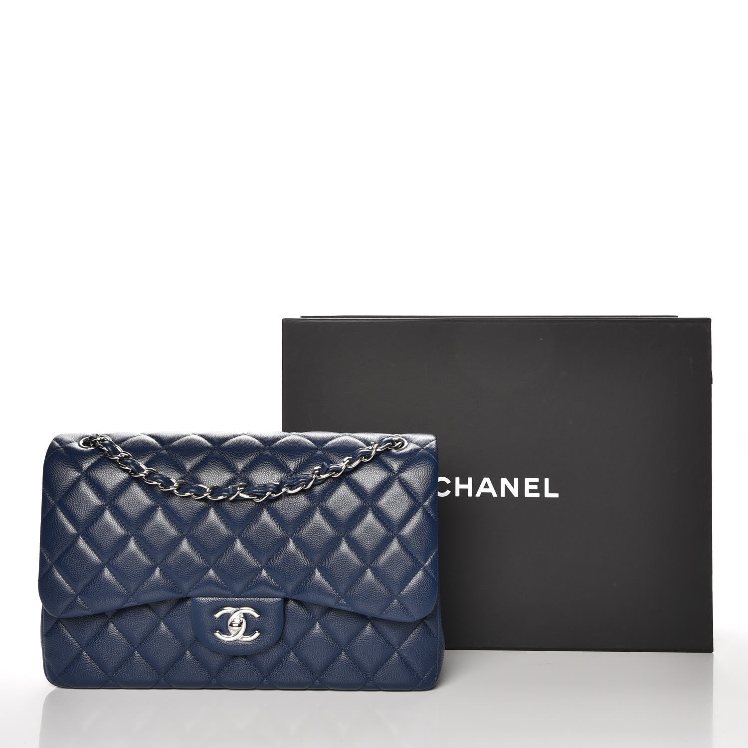 Chanel Caviar Quilted Jumbo Double Flap Navy 9 of 9